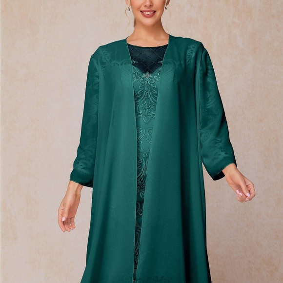 Mother Of The Bride Knee Length Chiffon Lace Formal Dress Teal Green SZ 12 NWOT - Picture 12 of 14